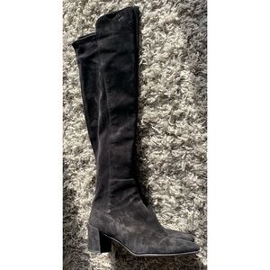 Stuart Weitzman ELOISE Black suede KNEE HIGH tall BOOTS sz 6.5